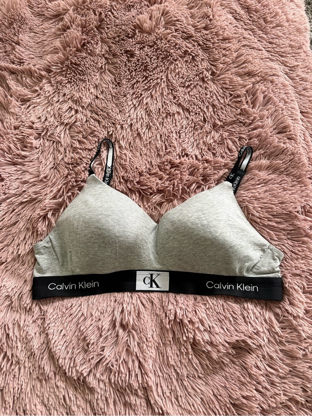 Calvin Klein Gray & Black Logo Bralette